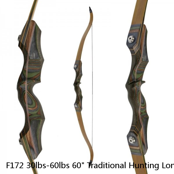 F172 30lbs-60lbs 60" Traditional Hunting Longbow Long Bow 15"Camo Riser Junxing 