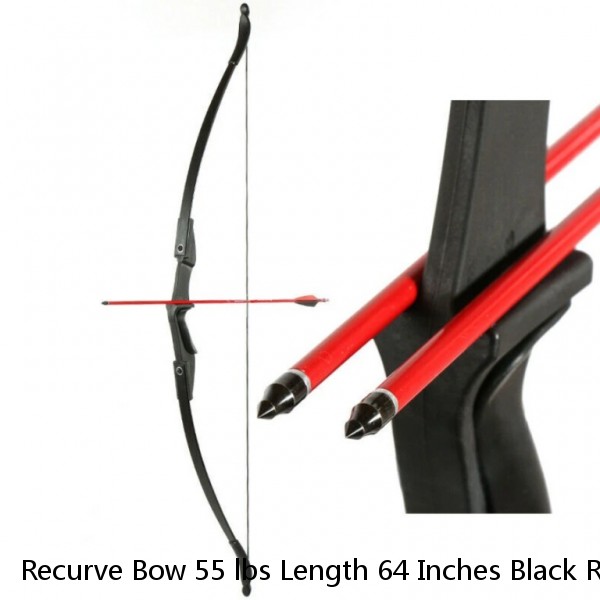 Recurve Bow 55 lbs Length 64 Inches Black Riser Limbs String Fit Outdoor Archery Hunting Shooting Activity Recurve Bow